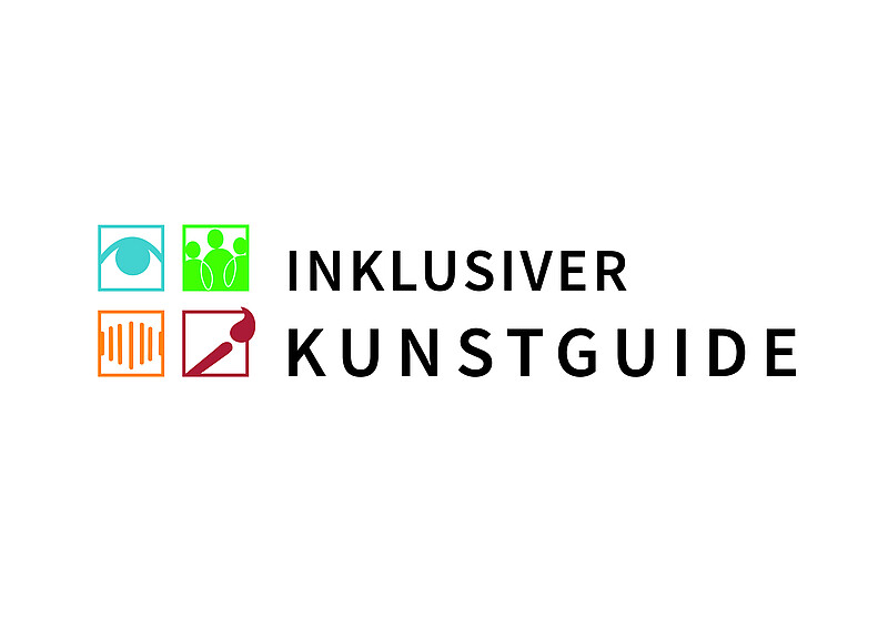 Logo des Projekts Inklusiver Kunstguide mit stilisierten Symbolen und dem Schriftzug 'Inklusiver Kunstguide'
